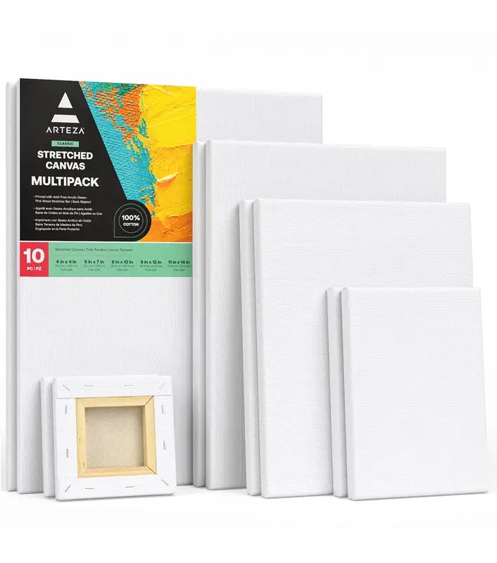 Arteza Classic Stretched Canvas Medium Multi-Pack, 10 pc.