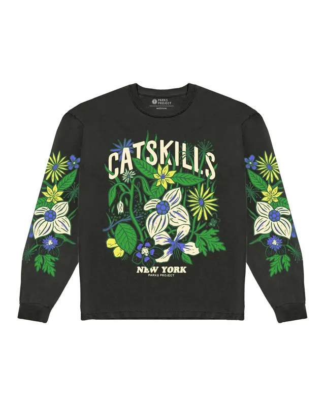 Catskills Flower Patch Long Sleeve Tee - Black / XSmall